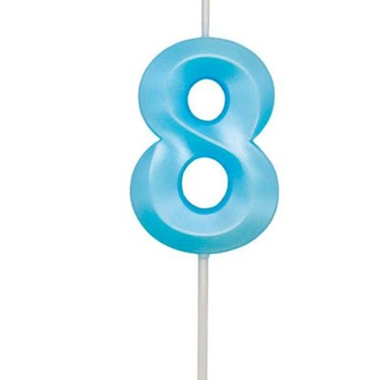 Vela Design Azul Candy Número 8 - 1 Un