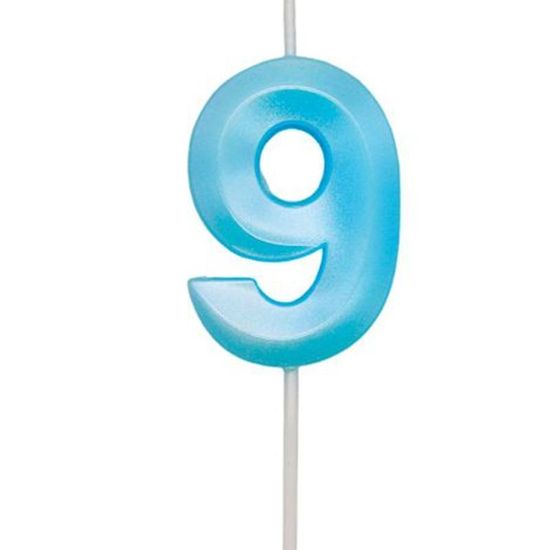 Vela Design Azul Candy Número 9 - 1 Un